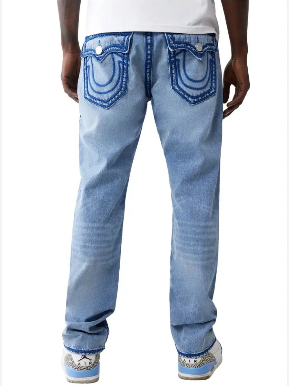 True Religion Light Blue Jeans with Contrast Back Pocket Stitching